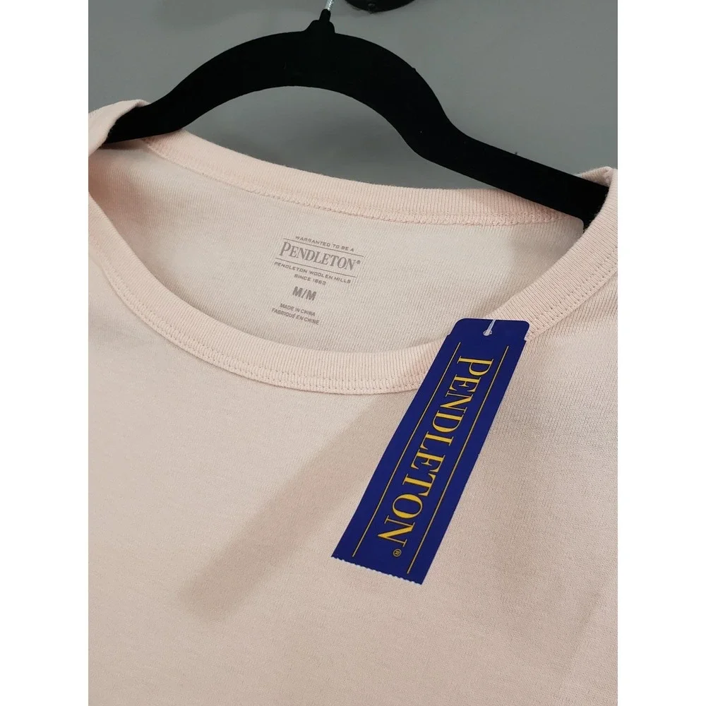 NEW PINK Pendleton Women's 100% COTTON Short Sleeve Tshirt Classic Basic Solid - Picture 3 of 5